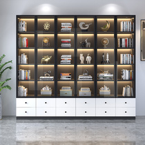 Bookcase integrated by wall custom light lavish glass door combination cabinet multifunction home whole face wall with door modern brief