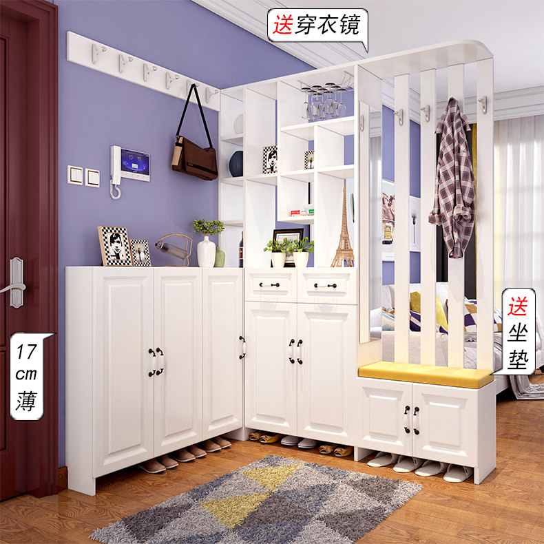 Minimalist ultra-thin shoe cabinet 17cm doorway Xuanguan cabinet One door hall Closet Cloister Hood Cabinet Entrance Screen Corner Partition Cabinet