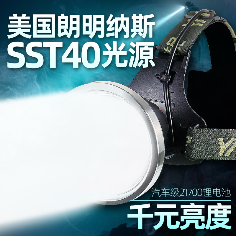 Yanni strong headlight charging super bright headlight imported high-power outdoor lithium battery ultra-long endurance mine lamp