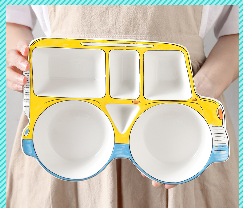 Ceramic tableware creative express cartoon car children baby plate frame breakfast tray was home snacks fruit bowl