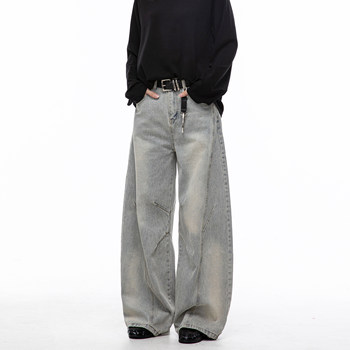 American retro cleanfit washed silhouette jeans for women ດູໃບໄມ້ລົ່ນຄູ່ນ່ຶໃຫມ່ trousers ຂາຍາວກະທັດຮັດ