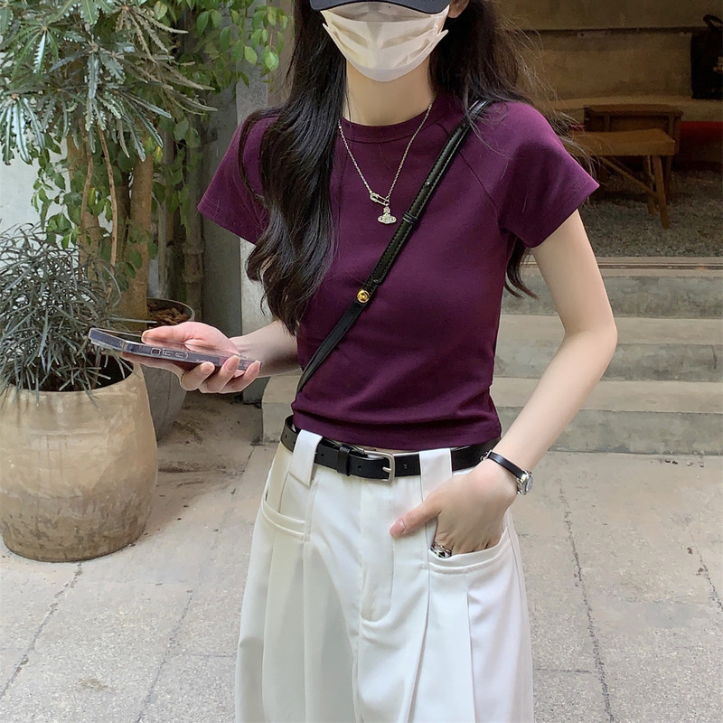 Short-Sleeved T-Shirt for Women, 2026 New Style, Korean Style, Petite, Exquisite, Short, Regular Shoulder, Small Top, Summer Short-Sleeved T-Shirt for Women, 2026 New Style, Korean Style, Petite, Exquisite, Short, Regular Shoulder, Small Top, Summer