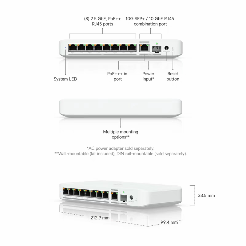 Usw-Flex-2.5G-8-Poe Ultra Fast 2.5g Poe Switch Desktop Type Ubnt 8-Port Ubiquiti