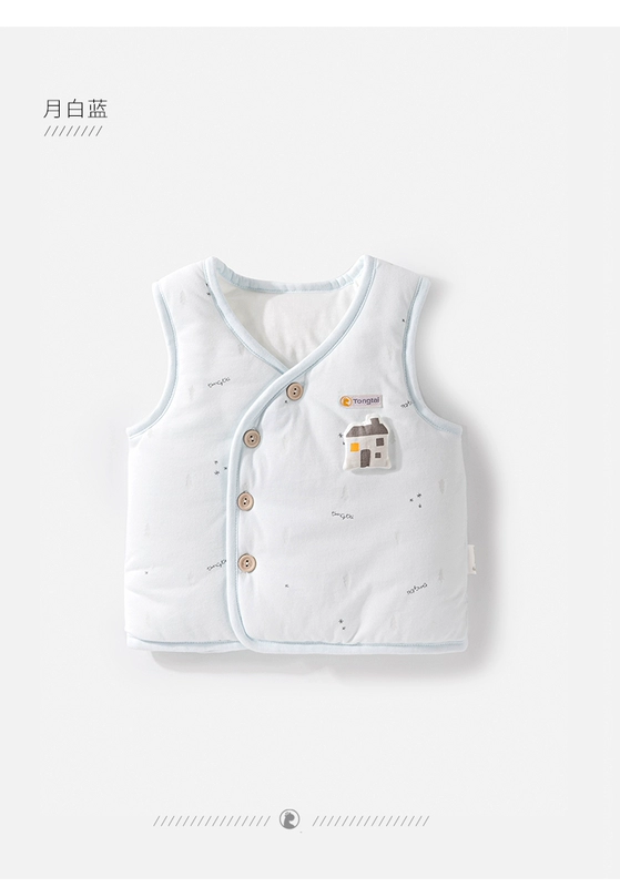 Tong Tai một phần cotton vest cho trẻ sơ sinh mùa thu và mùa đông dày áo gile thu đông bé trai