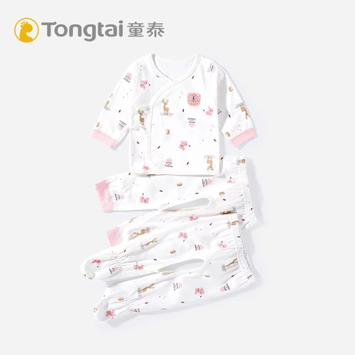 童泰 Детский комплект для новорожденных подходит для мужчин и женщин для девочек, демисезонное нижнее белье, пижама, 3 предмета, 0-2 мес.