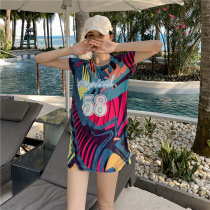 Split three-piece student sports blouse sunscreen plus size swimsuit female summer belly cover fairy conservative 2021 new