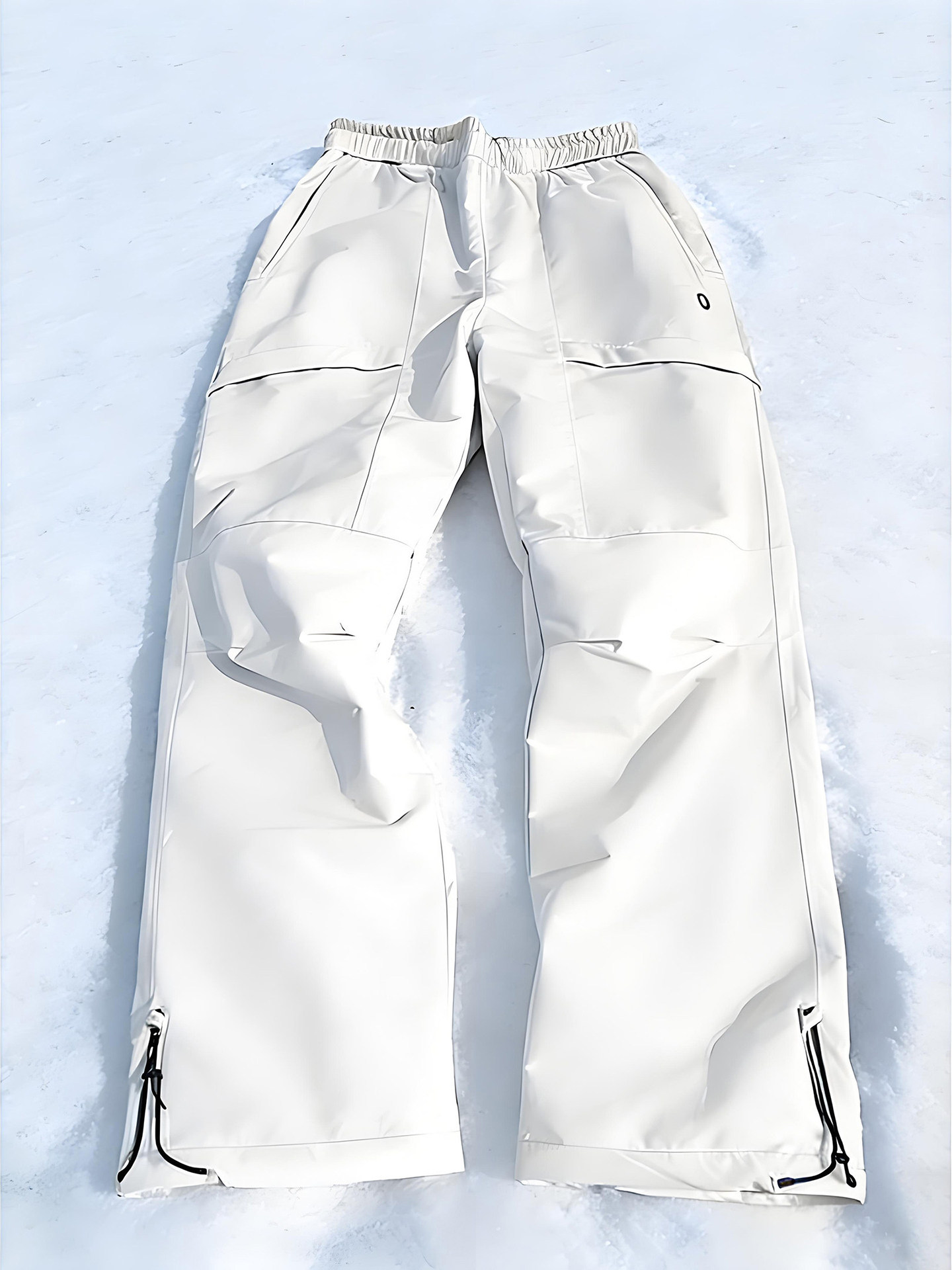 White Softshell Fleece-Lined Waterproof Windproof Winter American-Style Sports Ski Pants for Men and Women Outdoor Hiking Pants