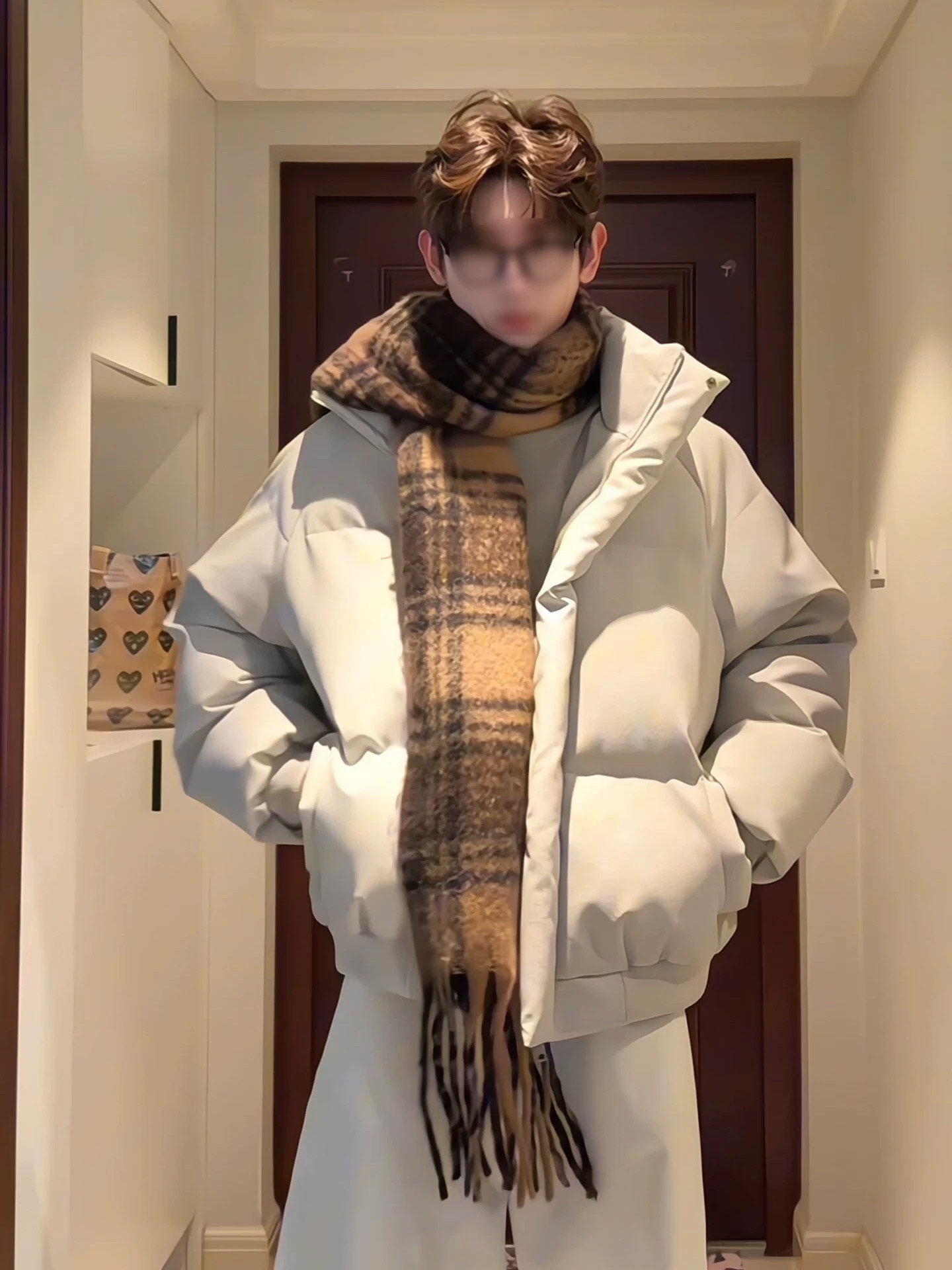 Cleanfit Canvas Leather down Cotton Jacket for Men, Winter Short Silhouette Cotton Coat, High-End American Style Puffer Jacket