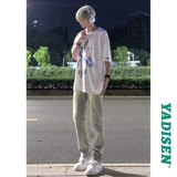 Американская атмосфера High Street Pants Men's CleanFit вымытые желтые грязные джинсы стройные ножницы для ножниц