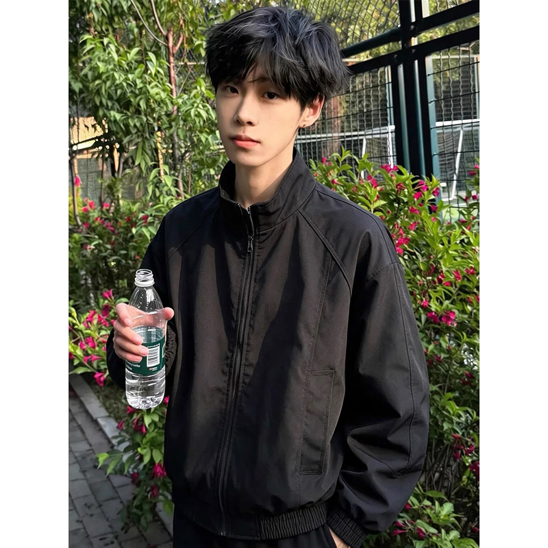 Cleanfit American-Style Pilot Jacket for Men, Autumn Short Patchwork Workwear Jacket with a High-End Feel, Stand-Up Collar Baseball Jacket Cleanfit American-Style Pilot Jacket for Men, Autumn Short Patchwork Workwear Jacket with a High-End Feel, Stand-Up Collar Baseball Jacket