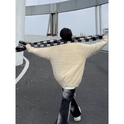 Ретро демисезонный утепленный свитер, трикотажная куртка, в американском стиле, изысканный стиль