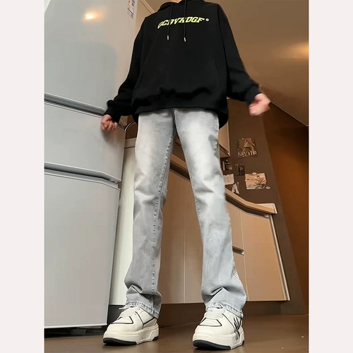 Летние тонкие джинсы, эластичные штаны, в американском стиле, облегающий крой, свободный прямой крой