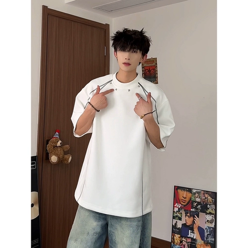 Белая летняя футболка, короткий рукав, изысканный стиль, европейский стиль