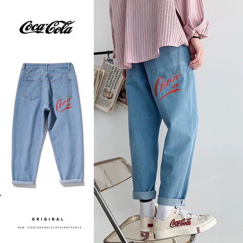 Прямые свободные джинсы, брендовые трендовые штаны, 2020, оверсайз, популярно в интернете, свободный крой, в корейском стиле