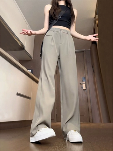 Шелковые штаны для отдыха, подходит для подростков, в американском стиле, высокая талия, свободный прямой крой