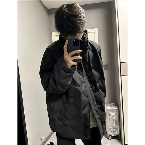 Черный легкий и тонкий пуховик с пухом, куртка, в американском стиле