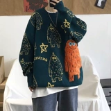 Демисезонный мультяшный трендовый трикотажный свитер для влюбленных для отдыха, оверсайз, подходит для подростков, круглый воротник