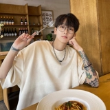 Ретро летняя бархатная футболка для отдыха, в американском стиле, с вышивкой, короткий рукав, оверсайз