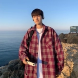 Синяя летняя рубашка, тонкий лонгслив для отдыха, в американском стиле, подходит для подростков