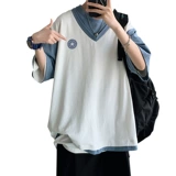 Футболка с коротким рукавом, трендовый брендовый комплект для отдыха, в корейском стиле