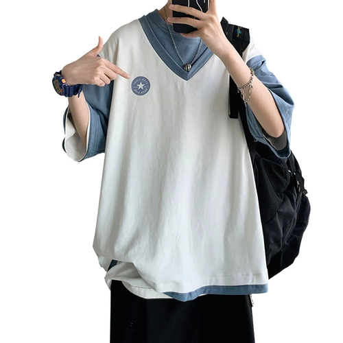 Футболка с коротким рукавом, трендовый брендовый комплект для отдыха, в корейском стиле