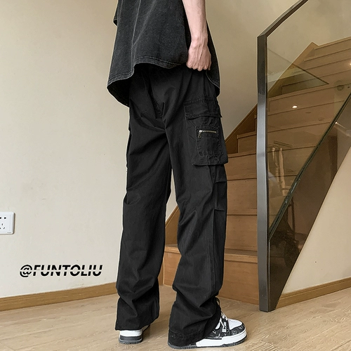 Осенние штаны, трендовые повседневные брюки, в американском стиле, оверсайз, свободный прямой крой