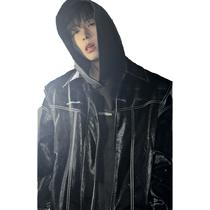 American fake two-piece long-sleeved jacket for men in spring and autumn new style high street handsome vibe trendy retro leather jacket