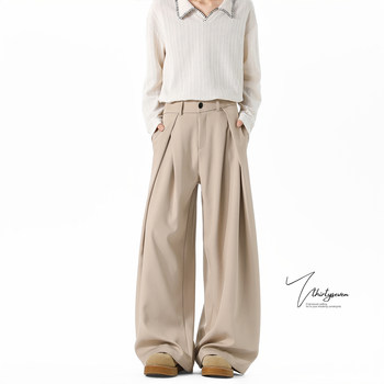 American style double pleated a-line drape trousers for men