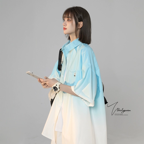 Рубашка, сексуальная куртка для влюбленных, в американском стиле, короткий рукав, оверсайз