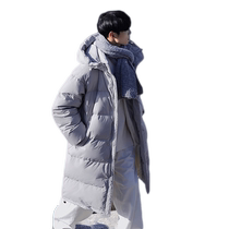90 white duck suede with hat down jacket for mens winter cleanfit pure color base in long style kneecap warm jacket