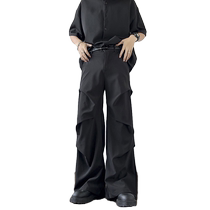 American pleated straight trousers for men in spring and autumn new style boot-cut trousers loose large size drapey high street casual trousers