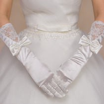 Bride wedding gloves long bag refers to 2021 autumn and winter New dress cheongsam refers to white Korean wedding