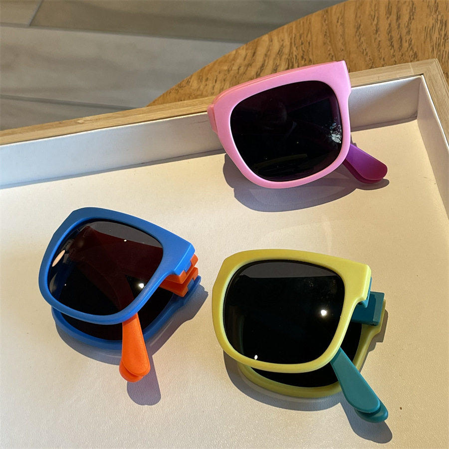 Детские модные складные солнцезащитные очки с защитой от ультрафиолета, детские солнцезащитные очки, новые очки для мальчиков и девочек, солнцезащитный крем контрастного цвета