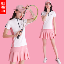 Baseball suit sports suit womens summer short skirt 2019 new Korean short-sleeved short skirt anti-light tennis suit two-piece suit