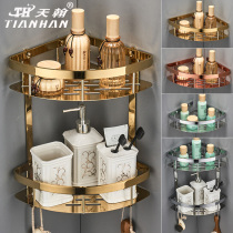 Tianhan Jane European solid copper bathroom shower room triangle basket double layer three-layer corner shelf hardware pendant