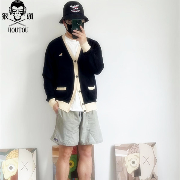 Houtou2025 Spring New Collection Little Fox Sweater Unisex Cardigan Knitwear Youth Loose Pure Cotton ins Trend