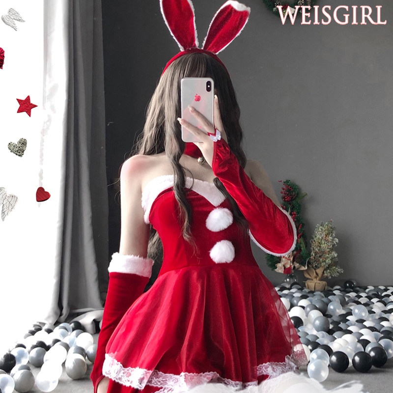 Weisgril sexy costume maid outfit cos uniform seduce bunny girl Halloween New Year Christmas dress
