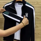 Демисезонный комплект, куртка, модный спортивный костюм, двухцветные штаны