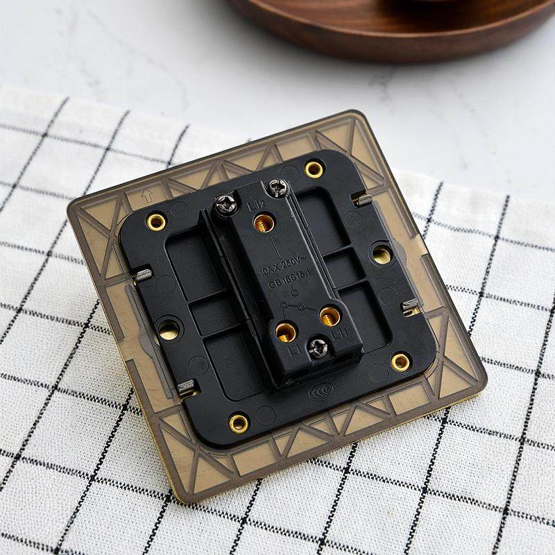 Pialt Putian Stainless Steel Electroplated Panel, Imitation Copper Brushed 86 Type Home Decoration Light Luxury, Retro Style Toggle Switch