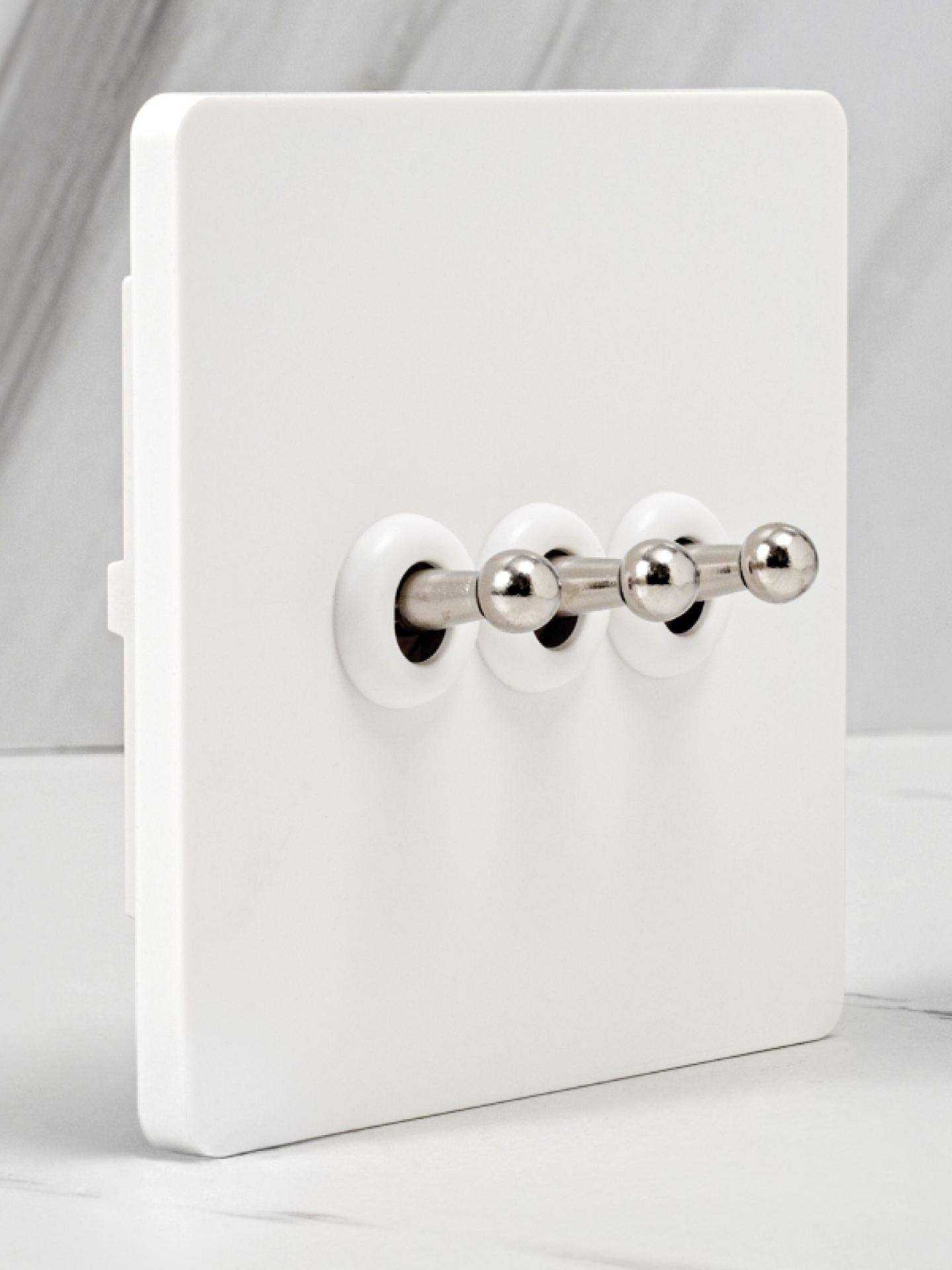 Silver Rod + Matte White Pialt86 Type Home Decoration Switch, Retro Style, Suitable for Diamond White/Pearl White Plastic Panel