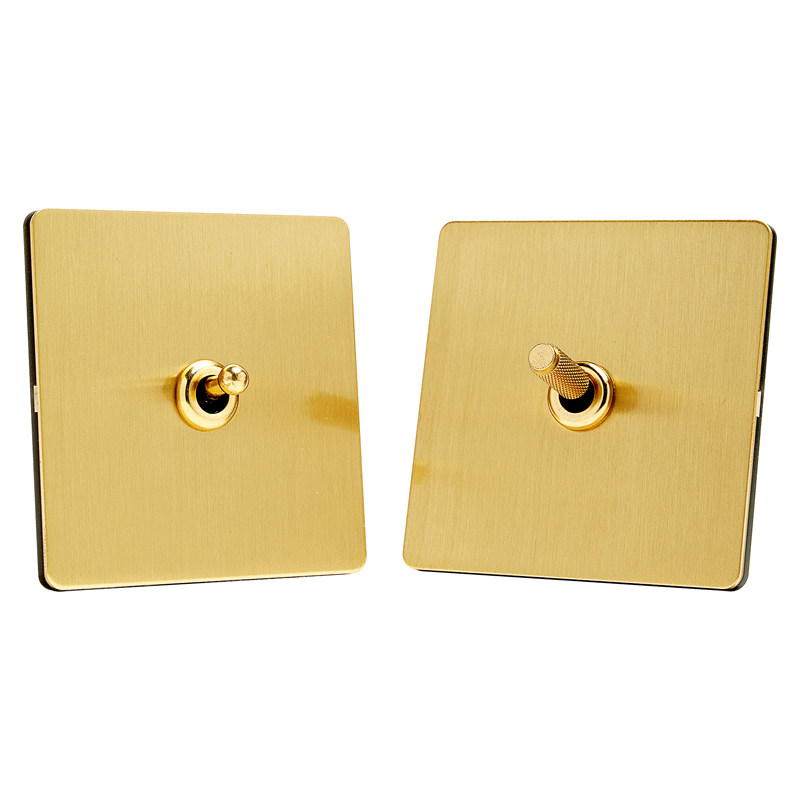 Pialt Putian Stainless Steel Electroplated Panel, Imitation Copper Brushed 86 Type Home Decoration Light Luxury, Retro Style Toggle Switch
