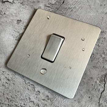 Pialt Industrial Style Push Button Switch with Stainless Steel Panel, Concealed Installation, Retro Style, Surface Mountable, Wire Conduit, Exposed Wiring, Single Switch, Dual Control