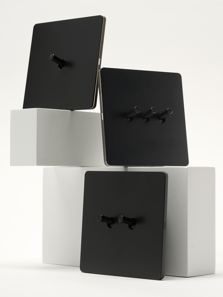 Pialt Black Short Lever Matte Household Switch Retro Toggle Switch Socket Panel Wall Concealed Single Switch