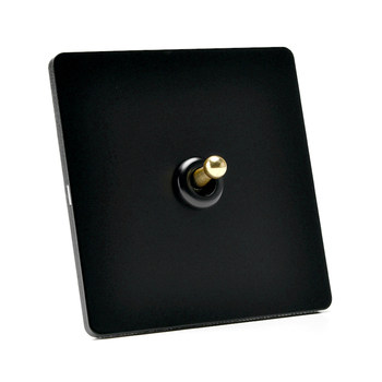 Pialt 86 Type Scandinavian Minimalist Style Matte Black Wall Switch Panel Lever Retro Switch Socket