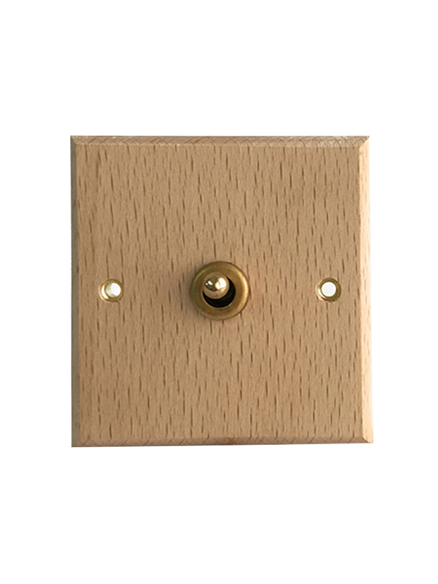 Pialt 86 Type Nordic Minimalist Style Beech Solid Wood Panel Brass Lever Wooden Switch Socket Natural Wood