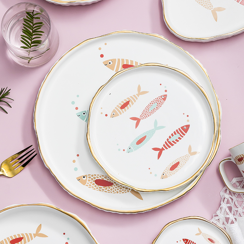 The Fijian trent Japanese ceramic bowl dish creative household express cartoon of bread and butter plate tableware dish soup dishes suit