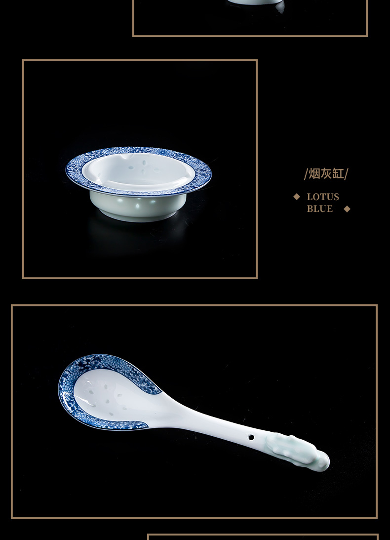 Fiji trent jingdezhen blue and white porcelain tableware suit exquisite glair Chinese dishes dishes suit household gifts