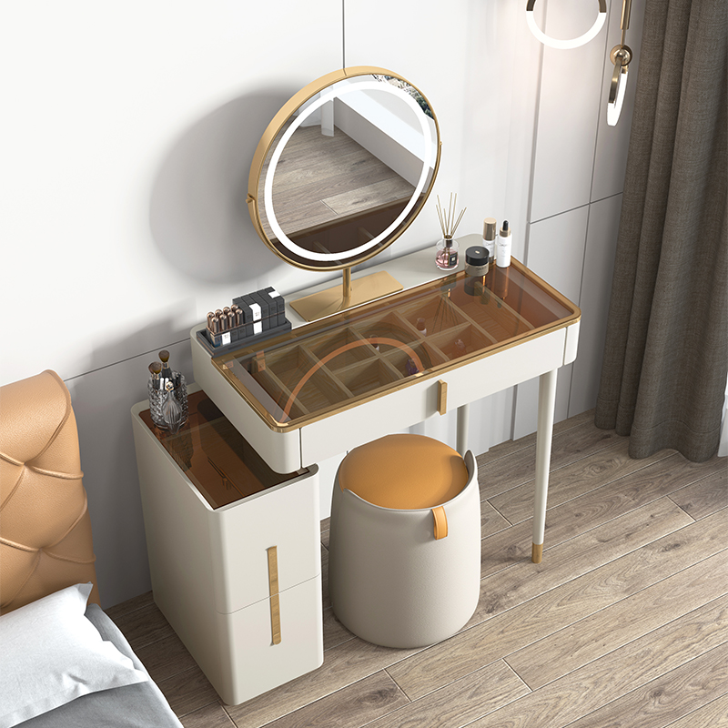 Solid wood dressing table storage cabinet one bedroom light luxury high-end modern minimalist small apartment minimalist ins dressing table