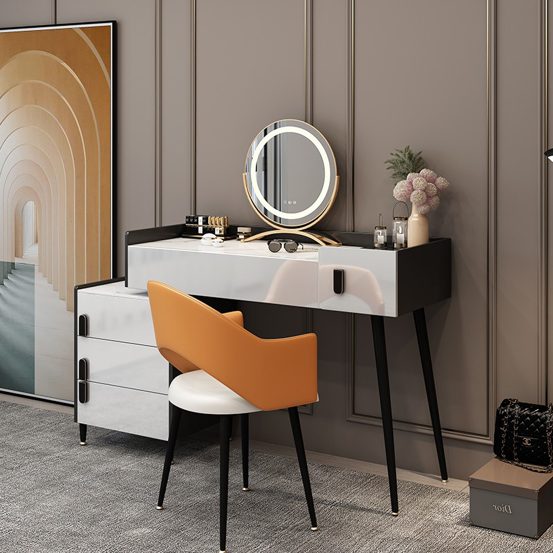 Nordic light luxury bedroom modern minimalist small apartment dressing table net red smart mirror retractable economical dressing table