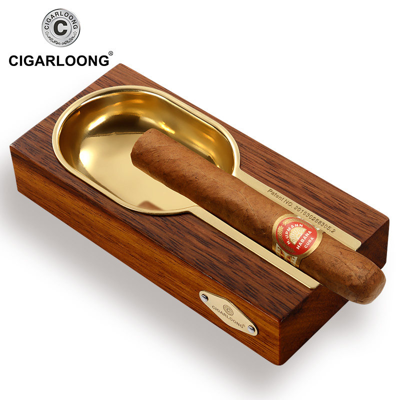 CIGARLOONG EGGPLANT CIGAR TOBACCO ASHTRAY GILDED SMOKE TANK Piano Baking Varnish Mellow Cedar Cedar Wood Smoke Extinguishing